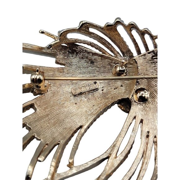 Monet Mirador Brooch Gold Tone Wheat Rope Spray Vintage - Picture 8 of 16